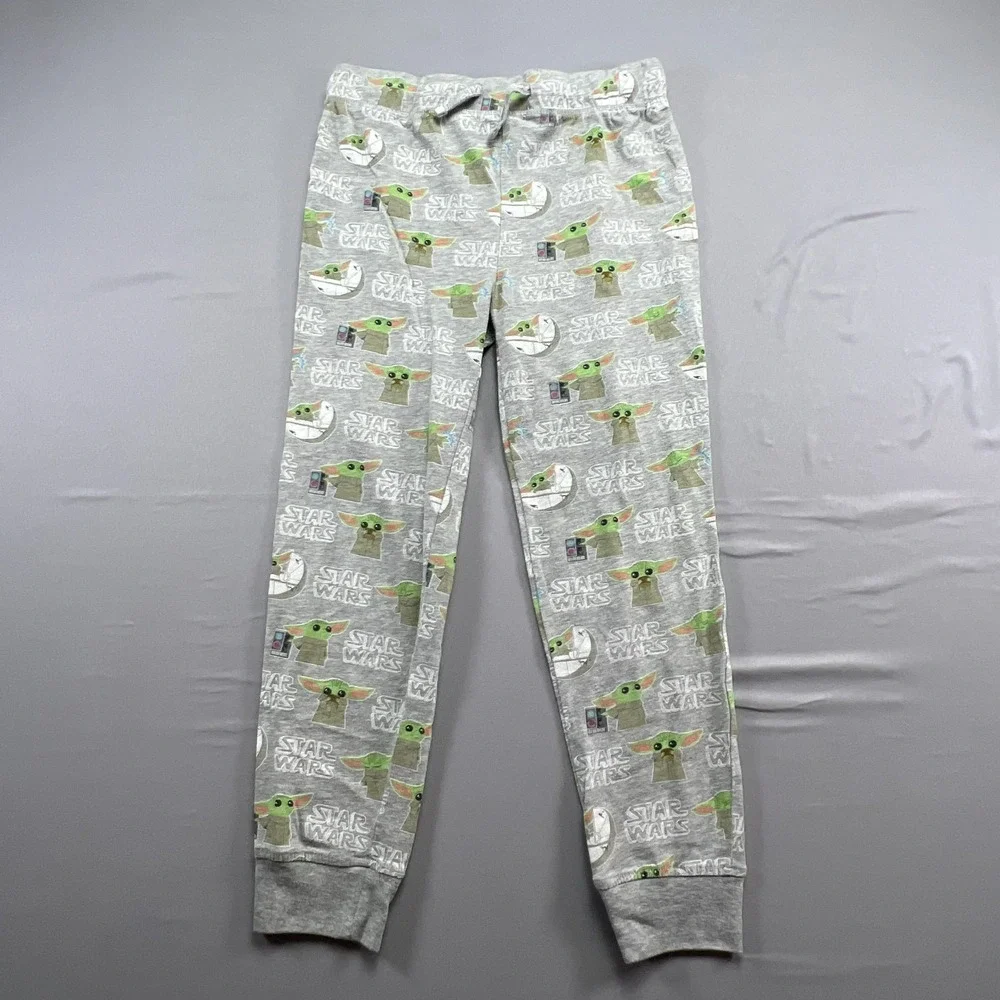 Star Wars The Mandalorian Lounge Pant Kids Large Gray All Over Print Tapered Leg